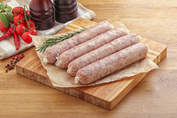 Raw pork sausages for grill