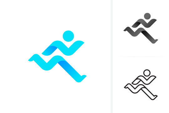 Running Man Logo Design. Run Vector. Sport. Modern Minimalist Logo Design