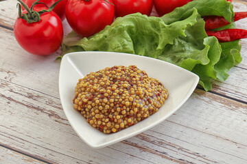 Mustard seeds sauce in the bowl