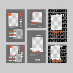 Editable template bundle design with modern and fashion design for social media post templates