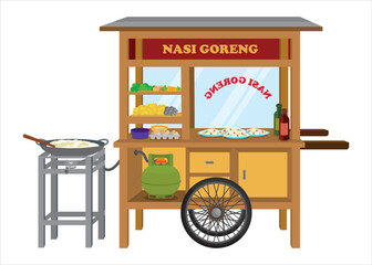 Vector Image: Indonesian traditional street food stall (Fried Rice or Nasi Goreng)