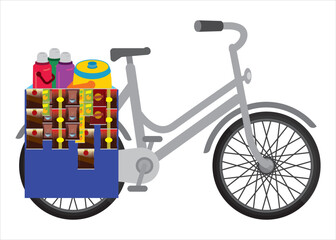 Vector Image: Indonesian traditional street food stall (Street Coffee with bicycle)