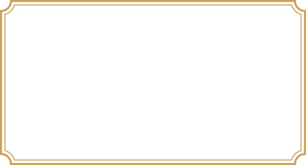 Rectangle subtle gold frame for web presentation, horizontal border in oriental style, png with transparent background. - obrazy, fototapety, plakaty