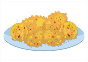 Vector Image: Traditional Indonesian Cuisine,  vegetable fritter (Called:Bakwan)