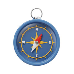 compass 3d render icon illustration, transparent background, navigation and maps