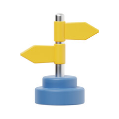 direction board 3d render icon illustration, transparent background, navigation and maps