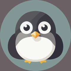 Cute vector illustration or icon of a penguin