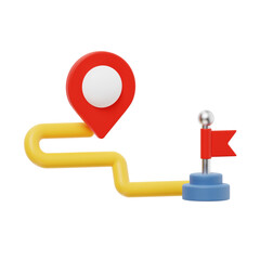 route 3d render icon illustration, transparent background, navigation and maps