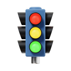 traffic light 3d render icon illustration, transparent background, navigation and maps