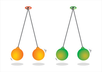 Vector Image: Orange and Green Lato-lato (Clackers or Knockers), popular children's toys in Indonesia