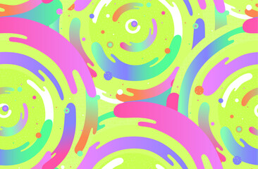 Bright circles with gradient and texture,seamless pattern. Abstract geometric shapes vector illustration