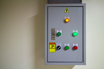 Indoor electrical control cabinet with dangerous current warning sticker