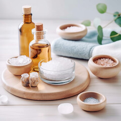 Obraz na płótnie Canvas Generative ai. Beauty treatment items for spa