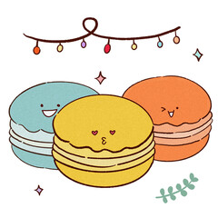 the colorful macaroon (the character with hand-free drawing)