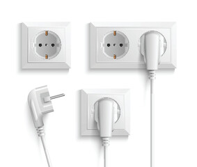 White Electric Wall Socket With Plug
