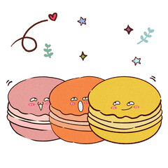 the colorful macaroon (the character with hand-free drawing)