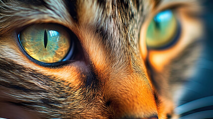 Close-up of a cat's expressive eyes - obrazy, fototapety, plakaty