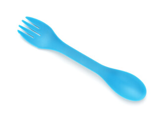 Top view of blue plastic spork
