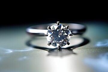 Engagement diamond ring on velvet, Wedding luxury ring, Jewelry precious stone (Ai generated)
