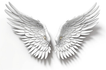 Fototapeta na wymiar 3D Angel Wings On White Background. Generative AI
