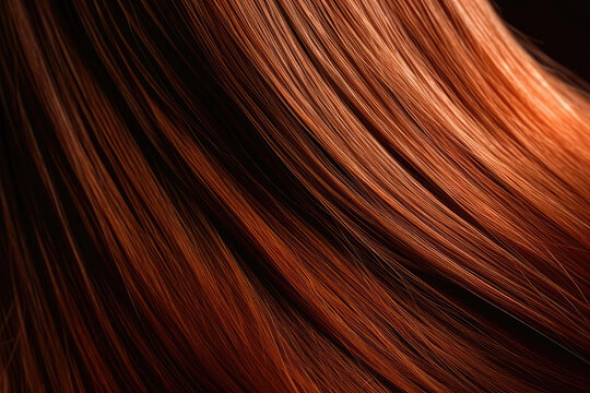 Hair Background Straight Auburn Shiny Beautiful Well. Generative AI