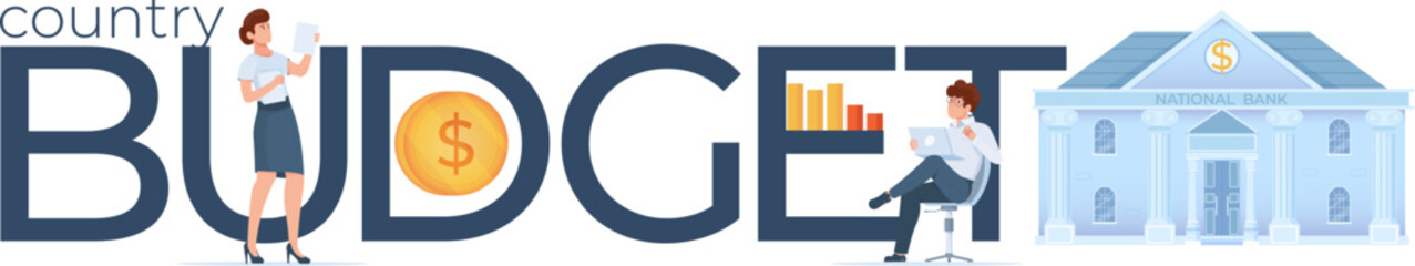 Fototapeta premium Budget Flat Text Composition