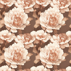 seamless pattern with vintage peony
