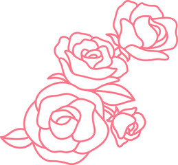Rose bouquet line art design. Floral vector illustration. Happy special occasion.