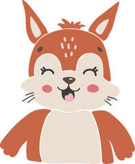 Squirrel animal isolated vector, Cute Animal squirrel, Forest Clipart, Portrait animal vector, Baby animal element