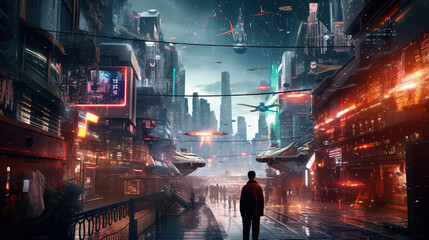 Futuristic city illustration background