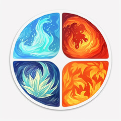 the four elements sticker vivid bright colors 