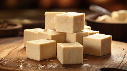 Organic Raw Soy Tofu. Generative Ai