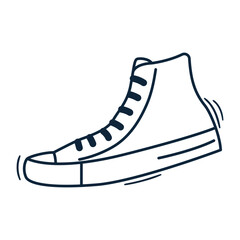 Hand drawn sketch sneaker. Doodle footwear illustration. Outline shoe icon. Vector drawing