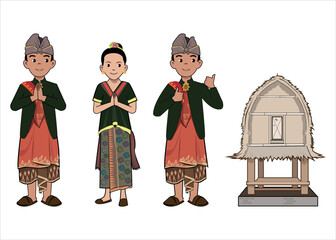 Vector Image: Indonesian Tribe (Man-Woman), Sasak Tribe, Lombok Island