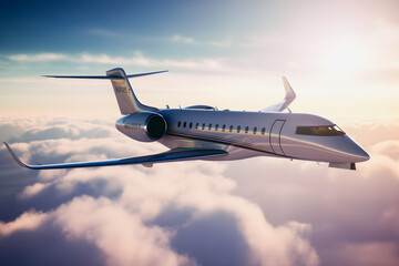 Fototapeta na wymiar Luxury Travel at its Best: Private Jet in the Majestic Celestial Skies
