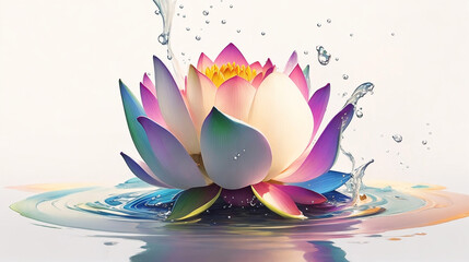 beautiful lotus flower with splash art illustrarion, generative Ai art