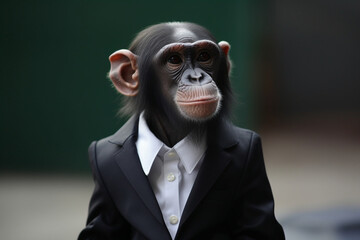 Generative AI.
a monkey wearing a black suit