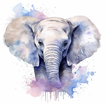 elephant in the water with clipping path