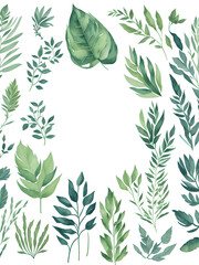 Greenery Leaves Watercolor Clipart on transparent background. Generative AI