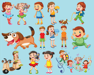 Happy children in different actions by the greatest graphics
