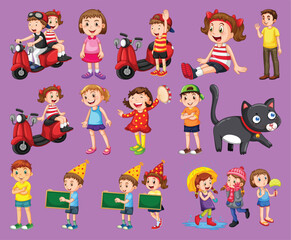 Happy children in different actions by the greatest graphics
