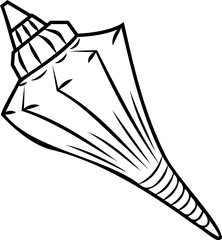 Line art shell illustration. Contour illustration with black thin line