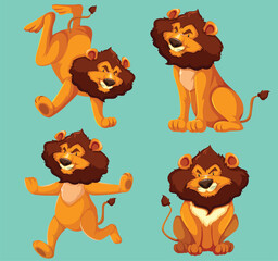 Set of lion cartoon character by the greatest graphics