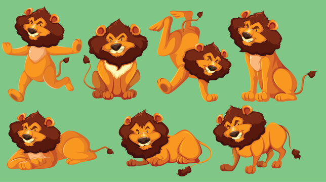 Set of lion cartoon character by the greatest graphics