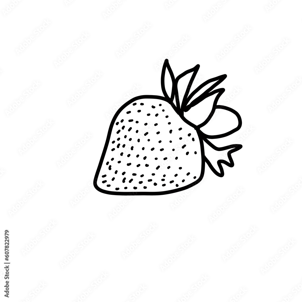 Wall mural strawberry fruit flavor hand drawn doodle