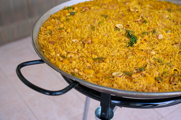 Traditional Fideua from Spain, a typical pasta made with paella ingredients