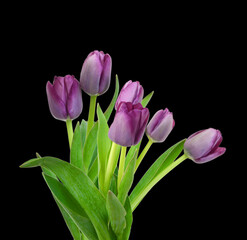 Beautiful bouquet of tulips, different colors