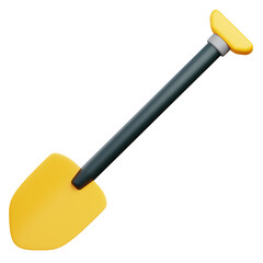 3d shovel illustration with transparent background