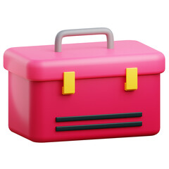 3d toolbox illustration with transparent background