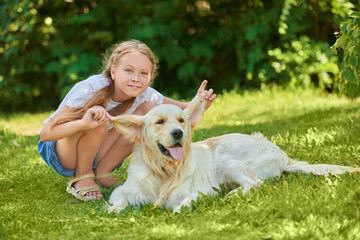 girl with dog